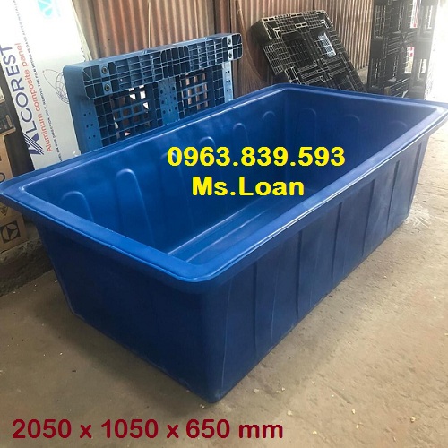Thùng chữ nhật 1100L màu xanh, thùng nhựa 1100L nuôi cá, thùng nhựa làm bể bơi/ 0963.839.593 Ms.Loan Thung-chu-nhat-1100-L