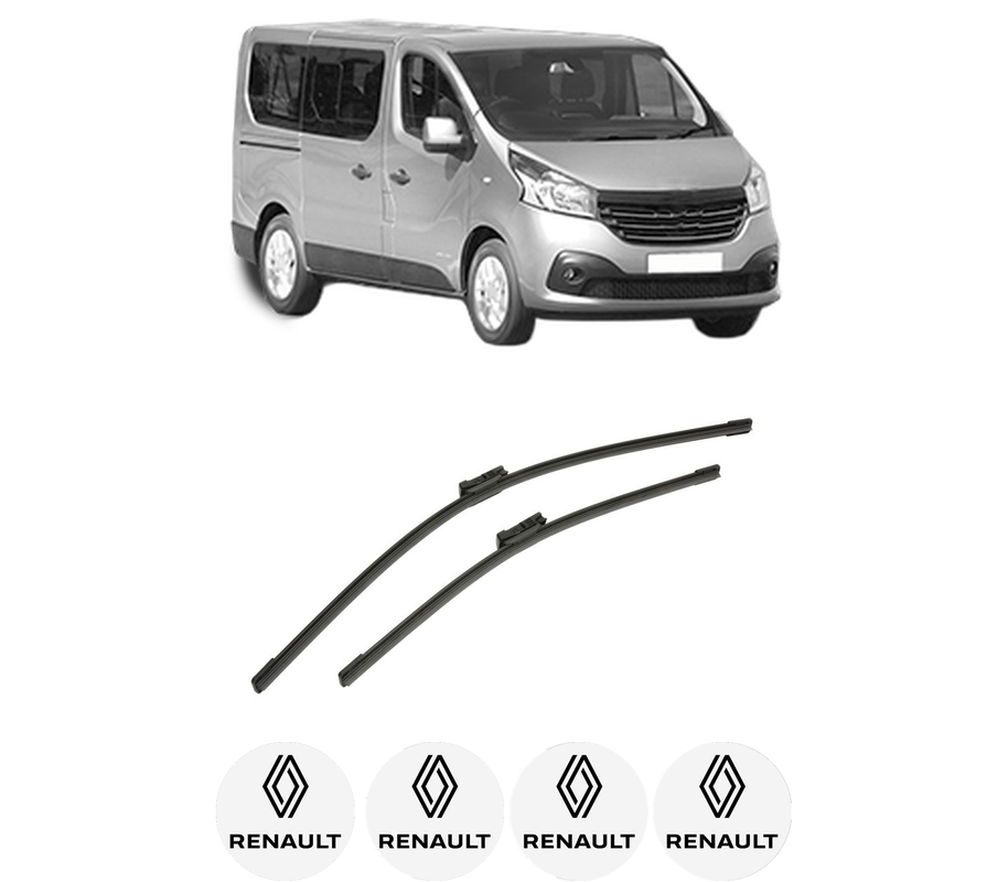 Set stergatoare auto RENAULT TRAFIC III Bus (JG_) din 2014-2021, pentru parbriz auto, 2 bucati, Bosch Aerotwin, din cauciuc siliconat rezistent, 4 Stickere Auto RENAULT
