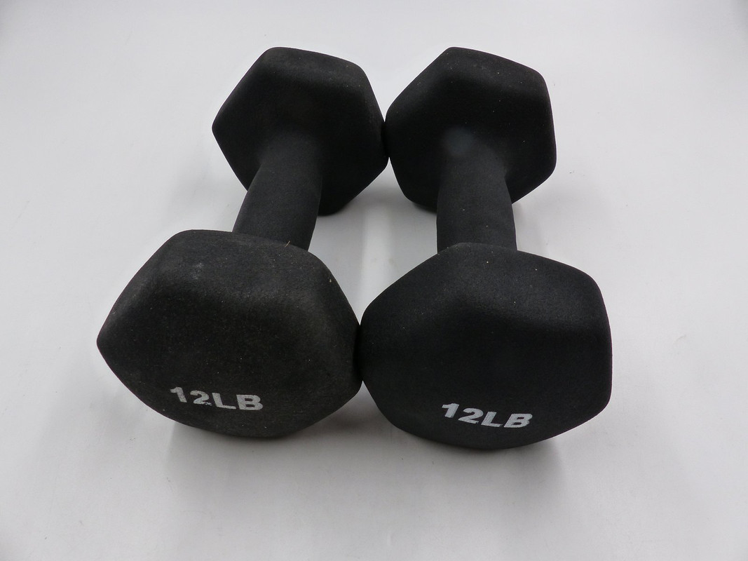 PAIR OF GENERIC 12LB WEIGHTS BLACK RUBBER COATED