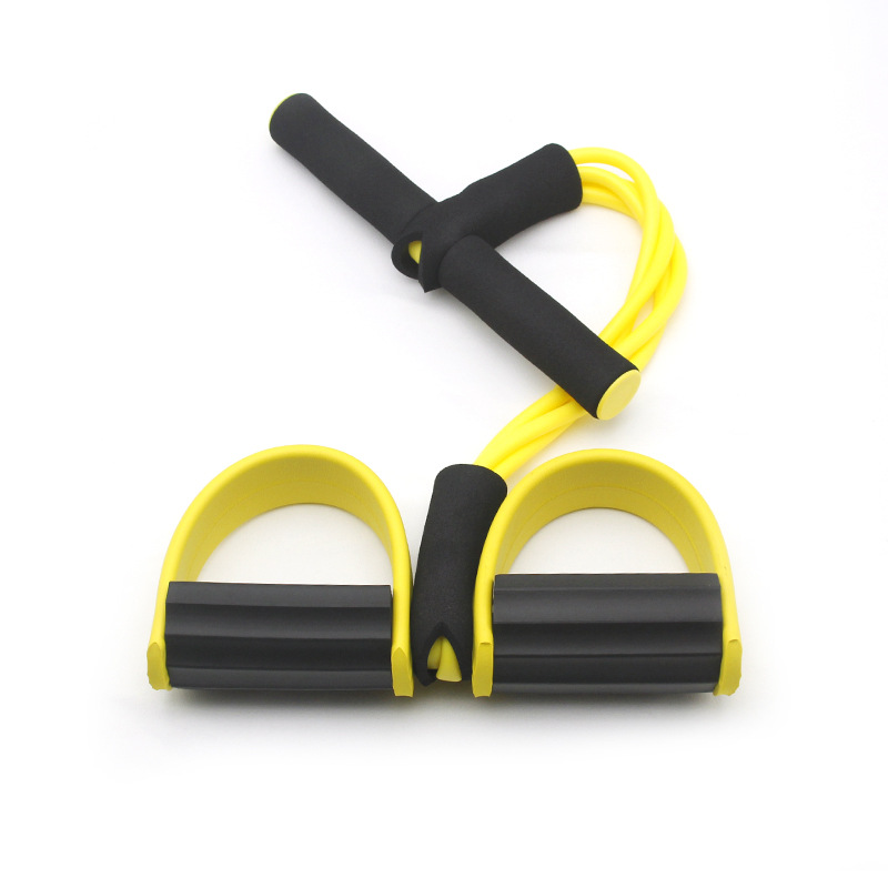 Yellow Home Multi-Function Foot Pedal Resistance Trainer – 4-Strand Elastic Pull Rope for Abdominal Exercise, Sit-Up Assistance, and Full-Body Fitness (Unisex)