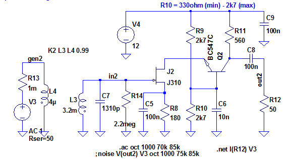 RF cascode preamp