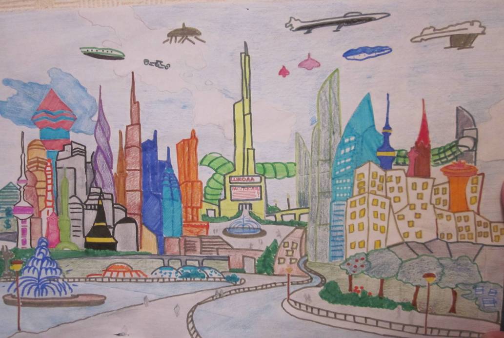 Рисовать в будущем времени. Город будущего рисунок. Фантастический город рисунок. Эскиз города будущего. Рисунок на тему город будущего.