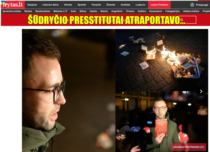 Fašistai užkūrė knygų laužus. Šiandien savo knygų mini lauželį užkūrė ir nuskriaustasis T.V. Raskevičius