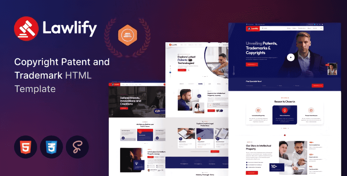 Lawlify – Patent Copyright and Trademark Law Firm HTML Template