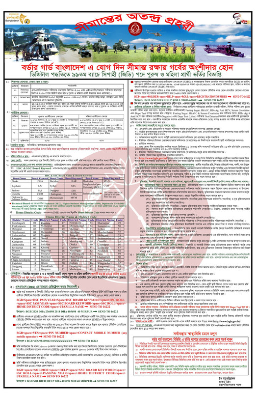 BGB Job Circular 2022 বিজিবি তে সিপাহী (জিডি) পদে নিয়োগ বিজ্ঞপ্তি