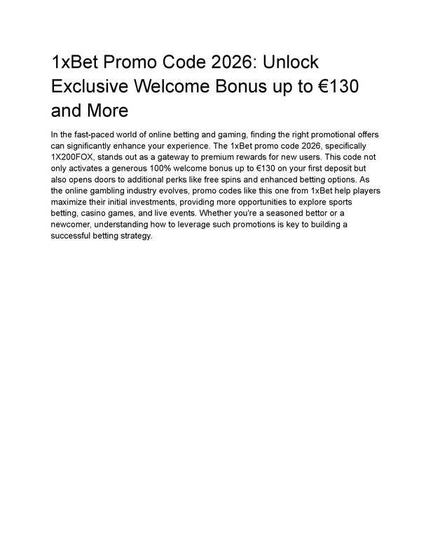 1XBET Promo Code Today Bangladesh - Bonus €130