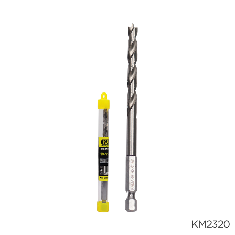 BROCA PARA MADERA HSS CON VASTAGO HEX 1/4" X 1/4" KAMASA