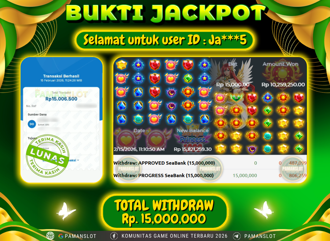 PAMANSLOT JACKPOT Game PP - Starlight Princess 1000 Rp.15,000,000- LUNAS
