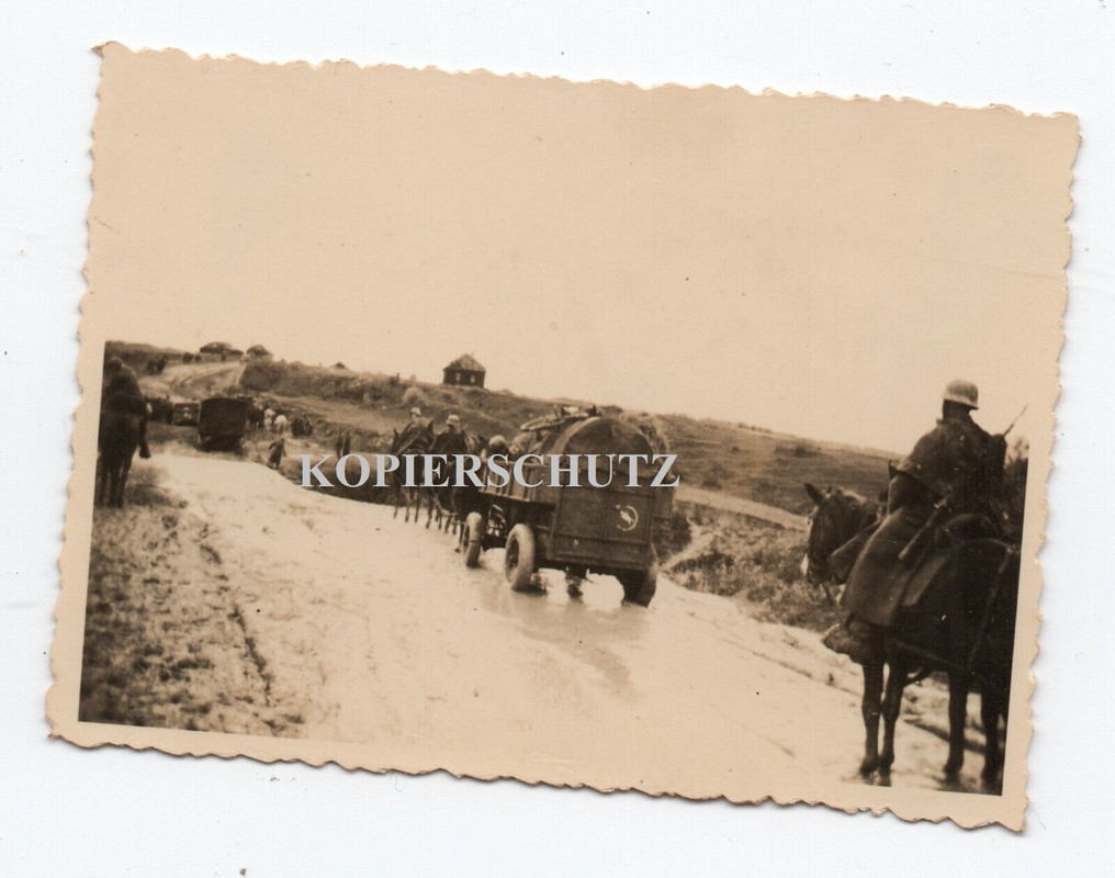 Russland 1941 Vorm. SDkfz PKW Kübel LKW Kämpfer Gewehr Pferd Gespann Emblem