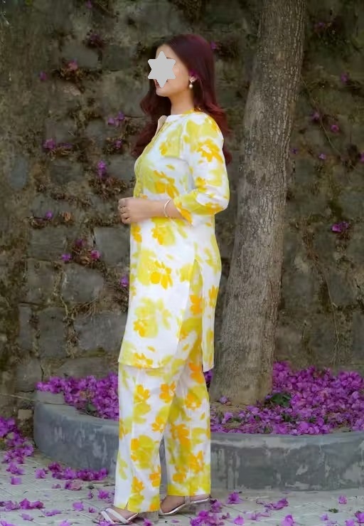 women cotton embroidery printed kurta pant set (cord set) Color 1 (KS115)