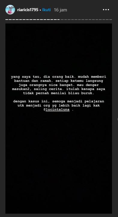 Support Ria Ricis untuk Lucinta Luna