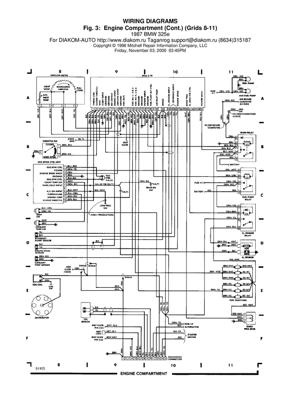 BMW 325e 1987 Wiring Diagrams # 3   grids 8 -11