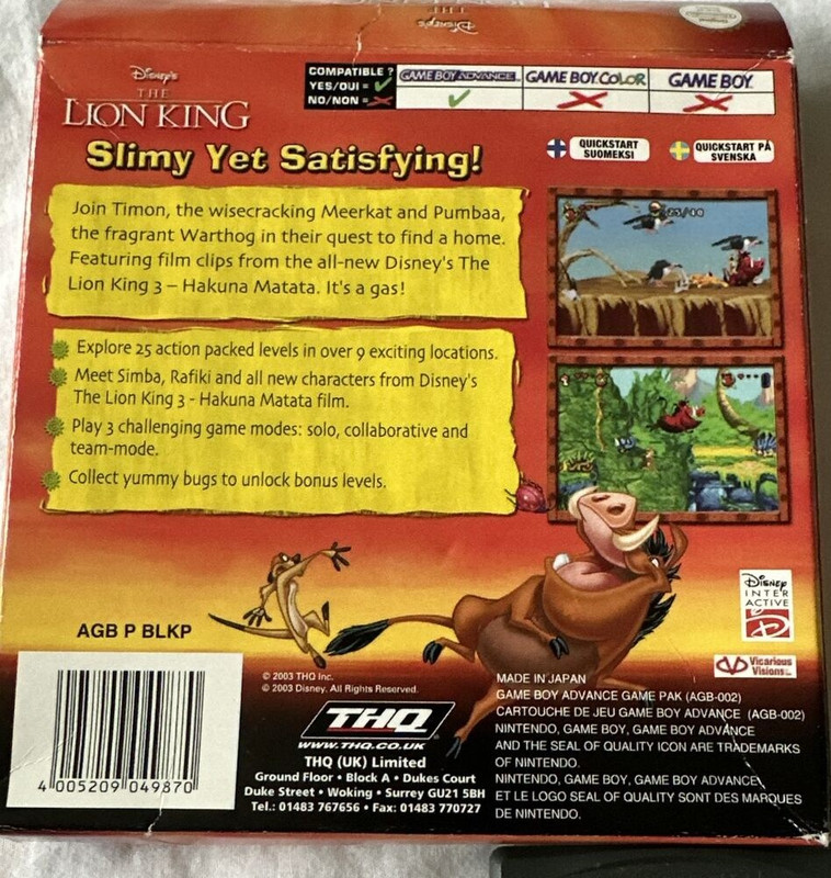 lion king gba box euro