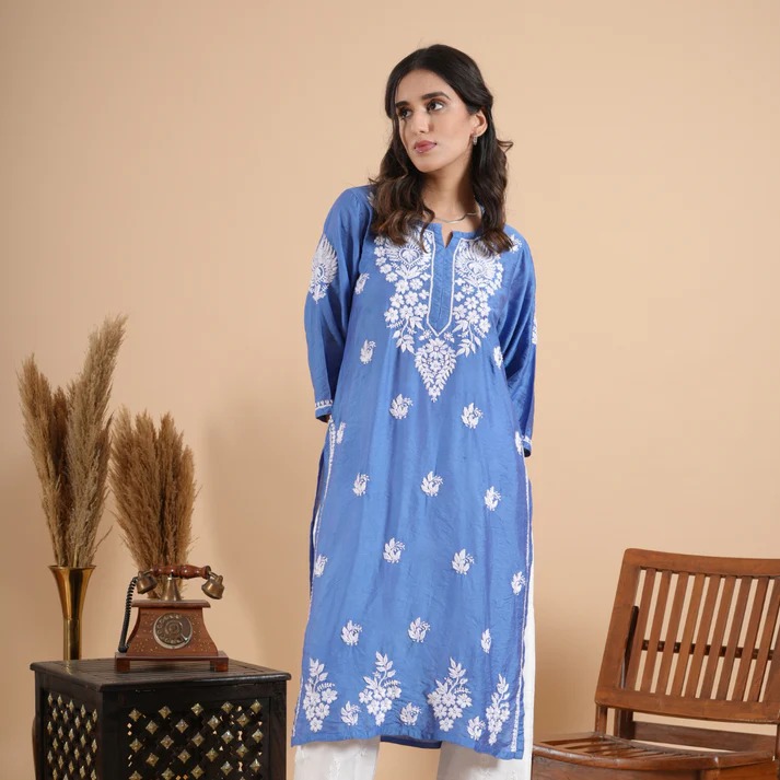 Sky Blue Embroidered