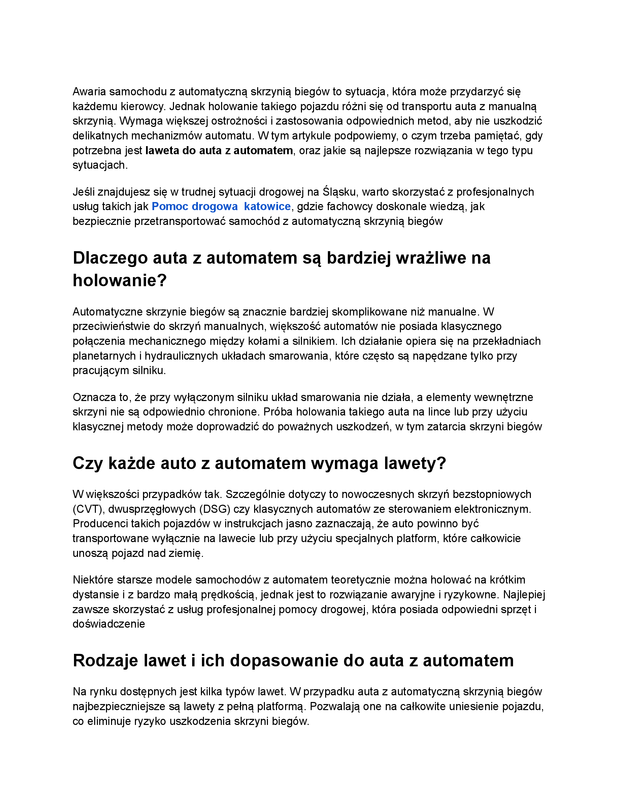 Laweta do auta z automatem – o czym trzeba pamiętać_