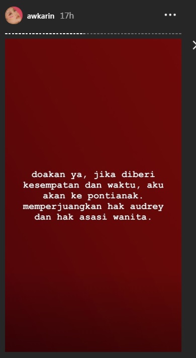 Awkarin peduli Audrey