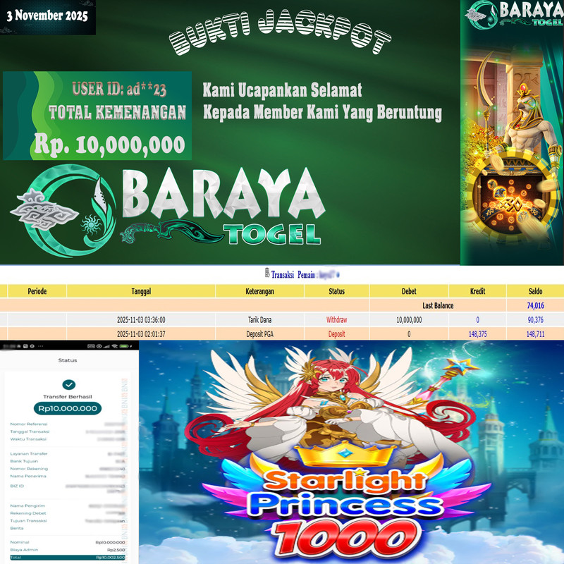 Rp. 10.000.000.- WD LUNAS DI BARAYATOGEL