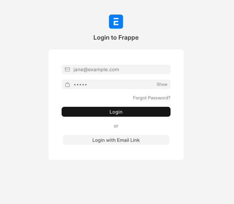 ERPNext login page