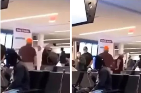 Tangkapan layar video yang memperlihatkan seorang pria berkata-kata kasar sembari menangis ketika tidak bisa naik pesawat.