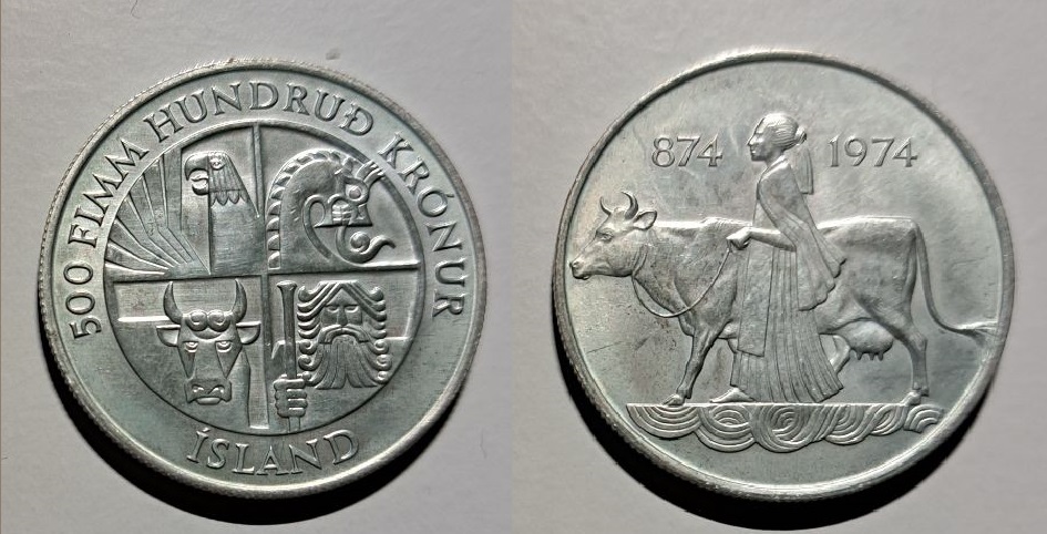 500 Krónur de Islandia. 1974 500-korum-1974