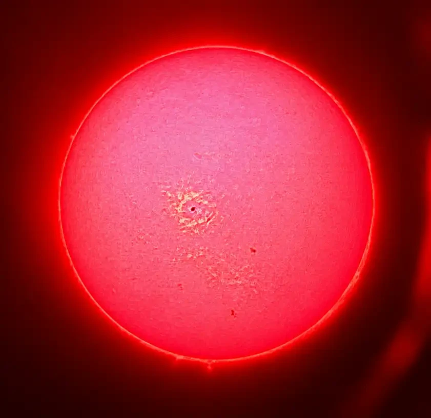 dibujo del aspecto visual del Sol en un telescopio solar de Halfa