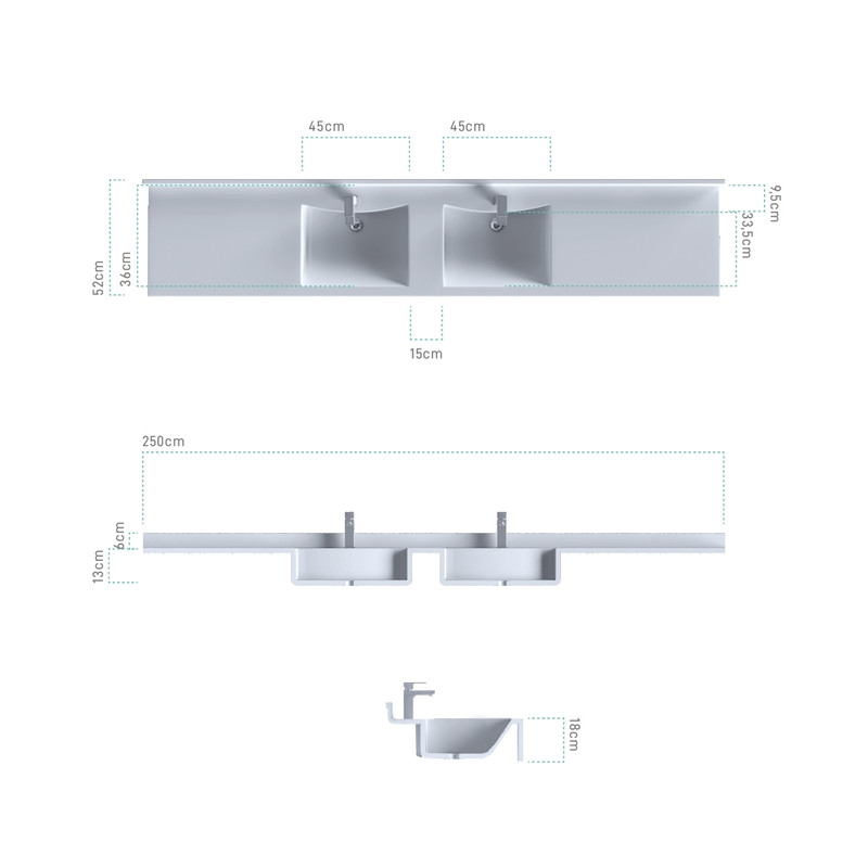 Νιπτήρας Μπάνιου 706 Curve Double - Image 2