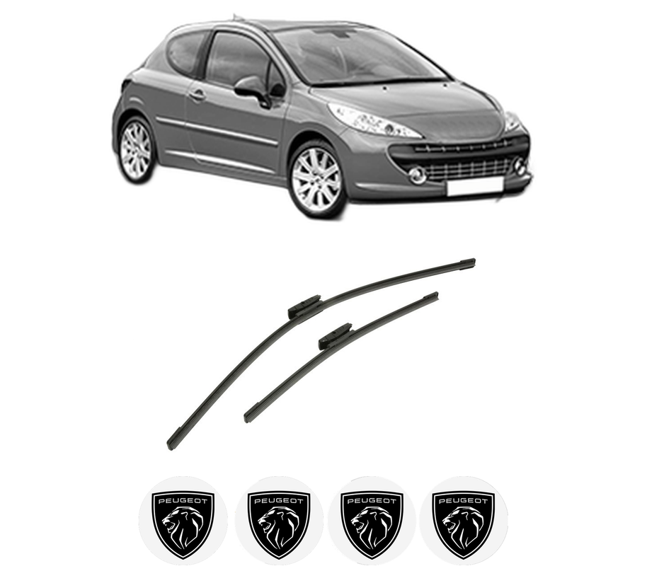 Set stergatoare auto PEUGEOT 207 (WA_, WC_) din 2006-2015, pentru parbriz auto, 2 bucati, Bosch Aerotwin Multi, din cauciuc siliconat rezistent, 4 Stickere Auto PEUGEOT