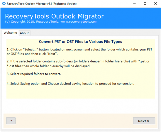 RecoveryTools Outlook Migrator 6.3