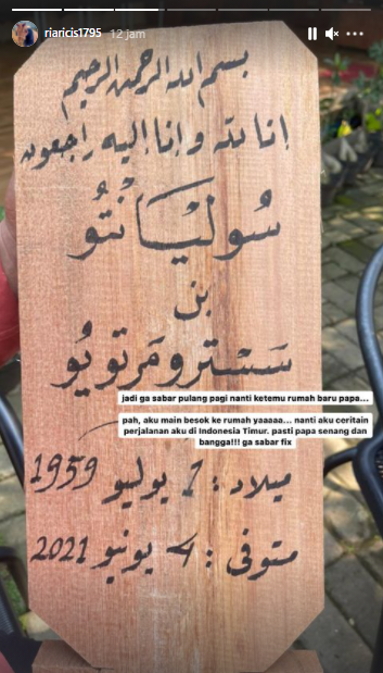 Ria Ricis tak sabar sambangi makam sang ayah