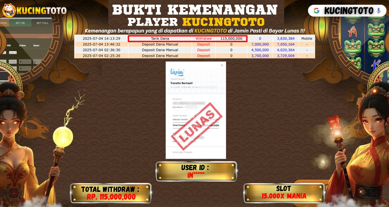 KUCINGTOTO JACKPOT SLOT 15,000X MANIA RP.115.000.000.,- LUNAS