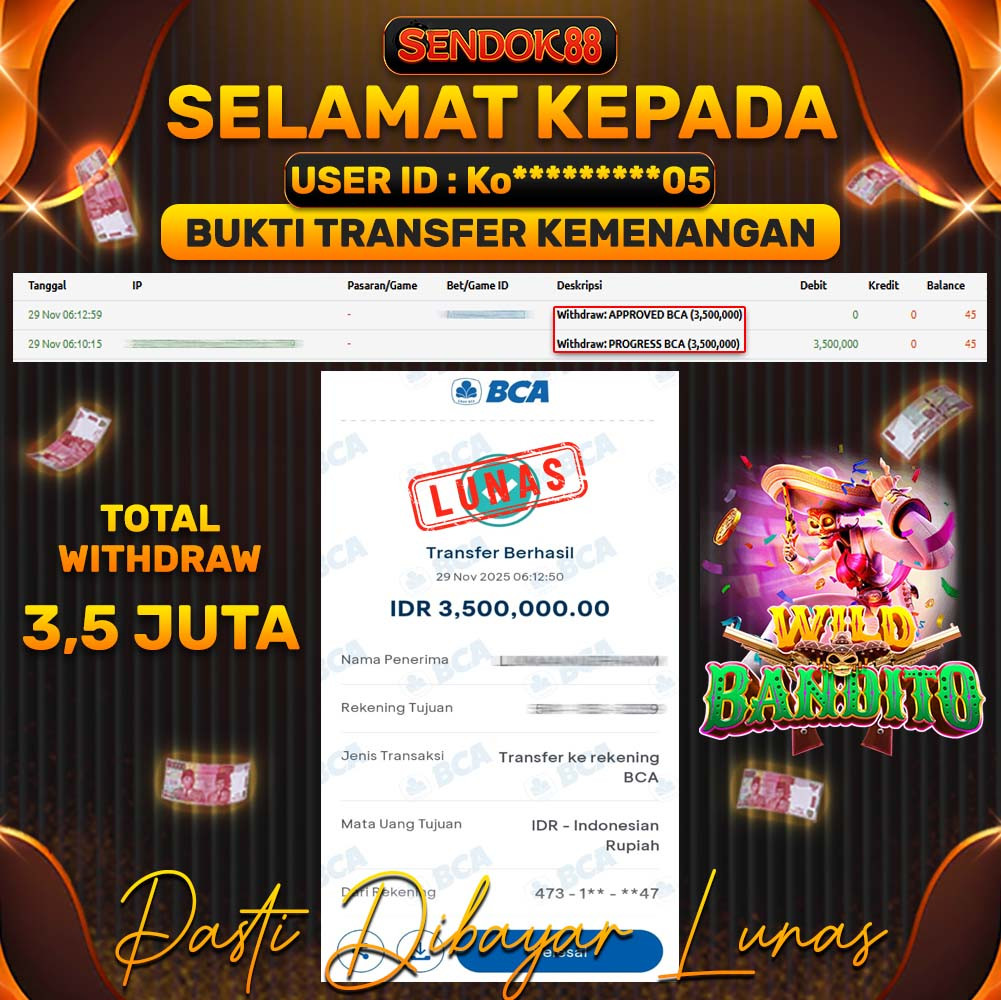 SENDOK88 JEPE! WILD BANDITO Rp 3.500.000,- LUNAS!