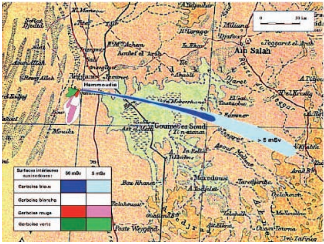 Retombées des essais nucléaires Gerboise bleue, blanche rouge et verte