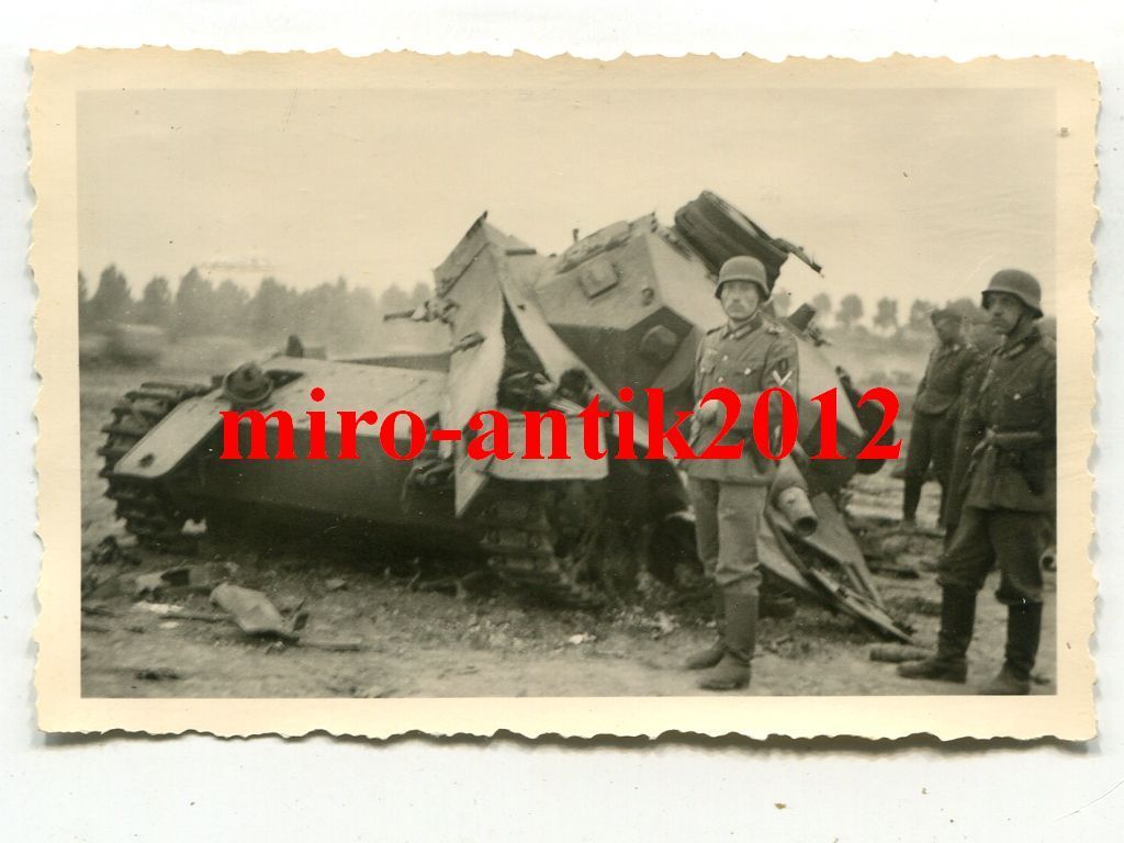 Foto, Wehrmacht, zerstörter deutscher Panzer, Ge