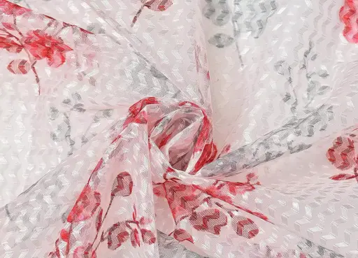 PREMIUM FLORAL NET PRINT CURTANS,SET OF 1 Color 4 (R706)