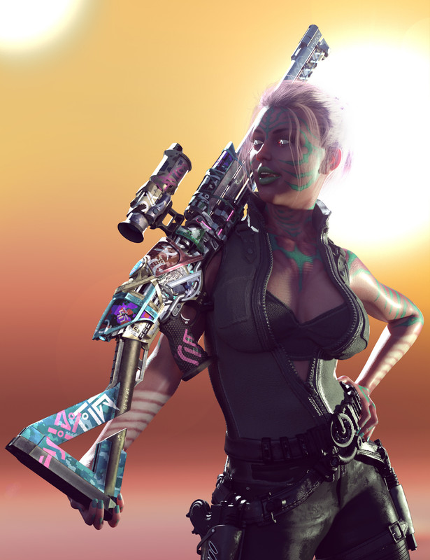 Punkish Alien Sniper Rifle and Textures Add-On