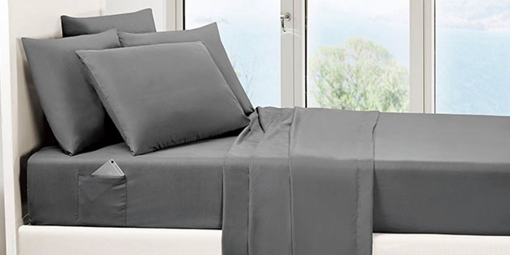 6-Piece Gray Ultra-Soft Bed Sheet Set With Side Pockets (Queen), on sale for $34.99 (27% off)