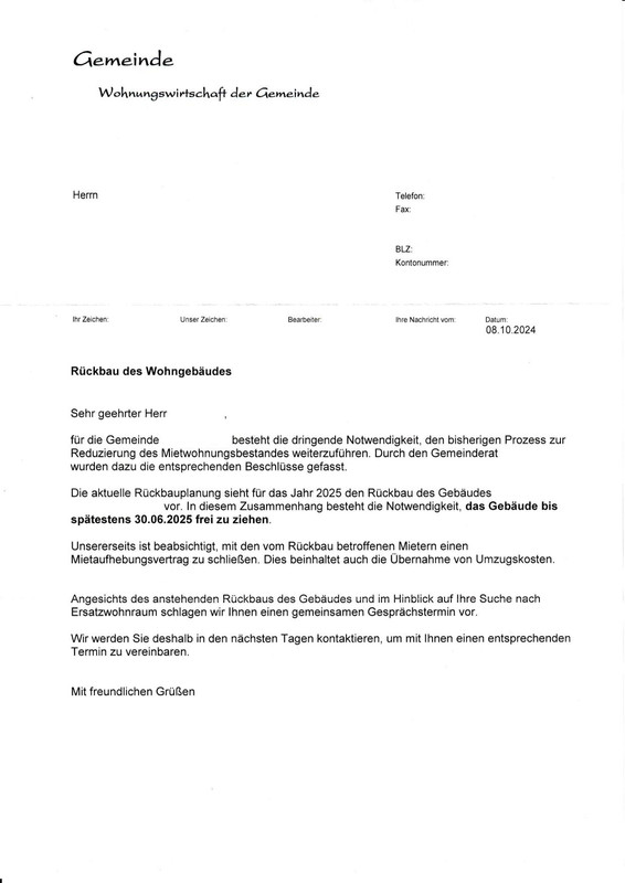 Mitteiliung 08.10.2024 - Abriss Häuser - anonym