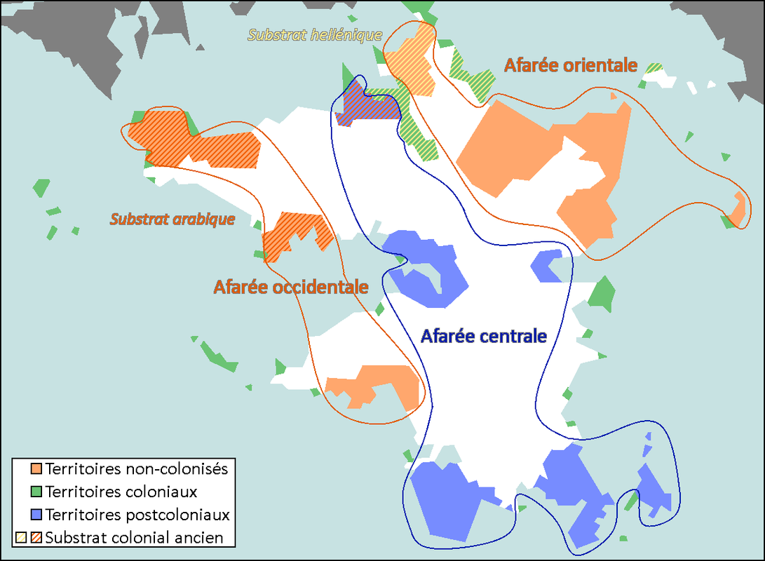 Zones géographiques de l'Afarée
