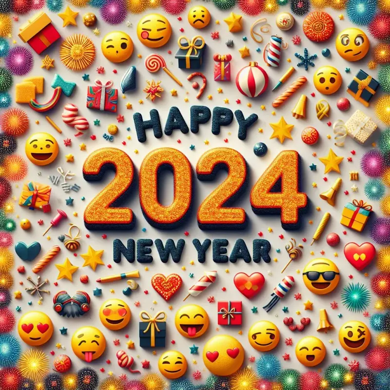 ᐈ Happy New Year 2024 Emojis 🎊🎈 Wish, Images Copy Paste 👨‍👩‍👧‍👦🎇