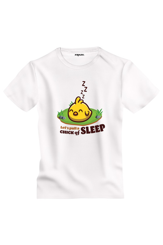Sa tragem un pui de somn alb v neck mockup Tricou rotund KRAZY alb