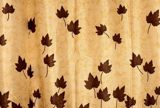 Bright Brown Leaf Pannel 2 Piece Mapple Eyelet Polyester door Curtains (Pack of 2) || Coffee (R704)