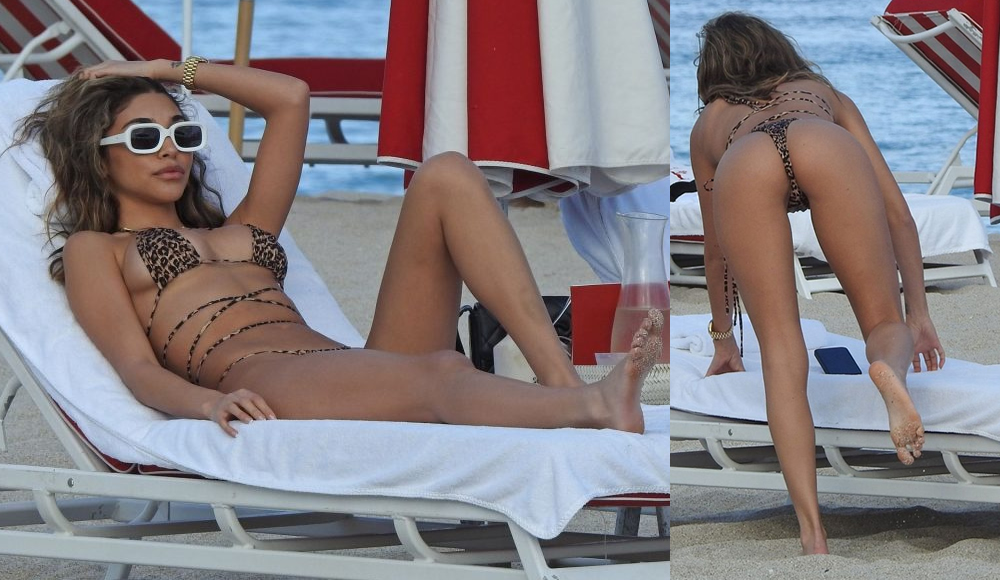 Chantel-Jeffries-sexy-in-an-animal-print-thong-bikini-while-rela