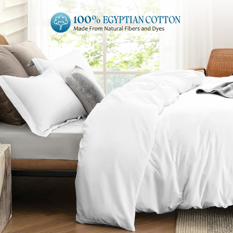 Picture of 1000 TC 100% Egyptian Cotton Duvet set Zipper Closur Ultra Soft Durable and Fade Resistant Color White Solid size Full