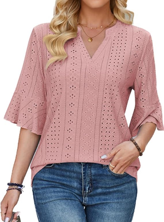 Sthxyfaith V-Neck Mesh Tunic Top Side View