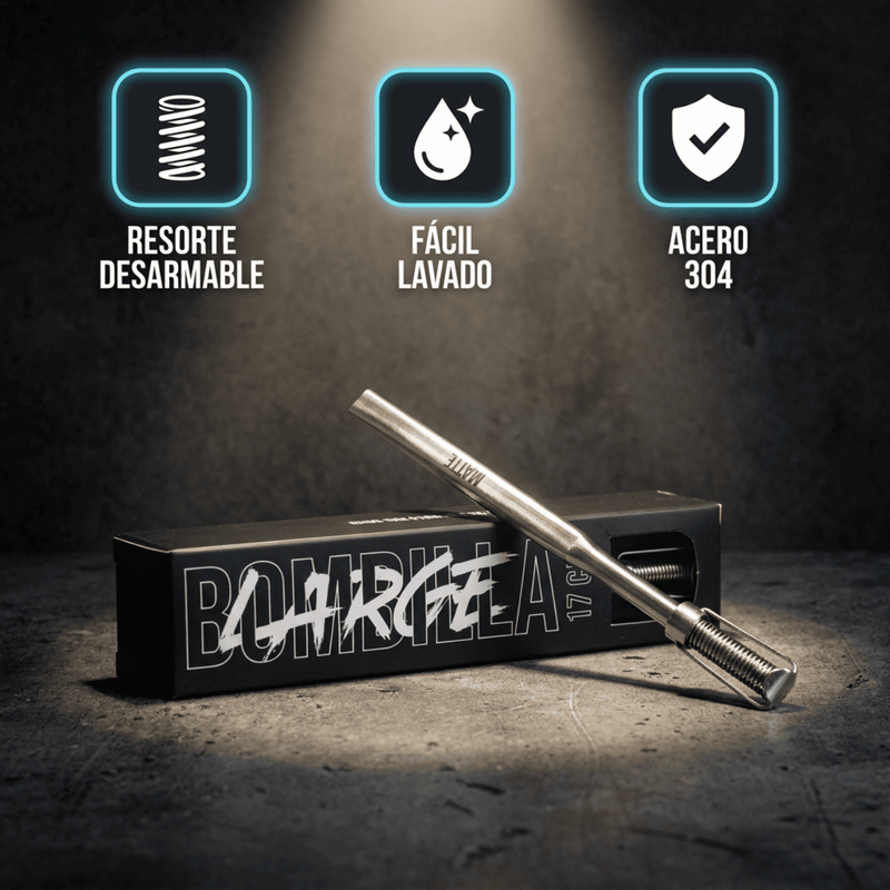 Bombilla Large de acero con resorte desarmable Matte