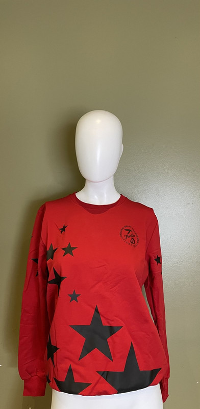 TIGER POLO CREW NECK SWEATSHIRT RED W BLACK STARS MENS MEDIUM