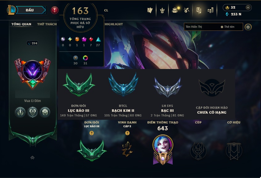 Acc LMHT # - Khung Lục Bảo