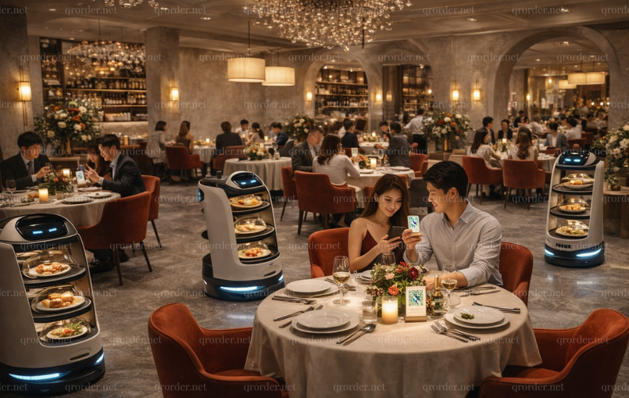 Demo nhà hàng tone xám đỏ