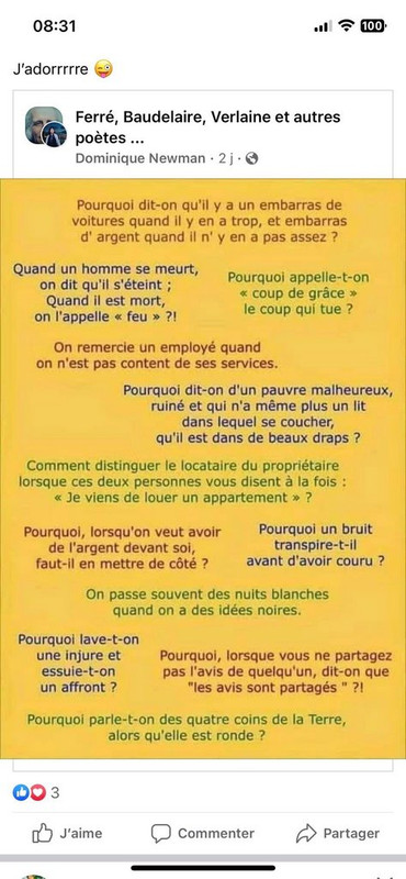 humour contradictions de la langue française.