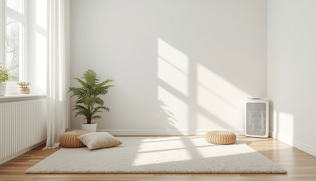 Гипоаллергенный ковер в детской комнате с чистым и светлым интерьером